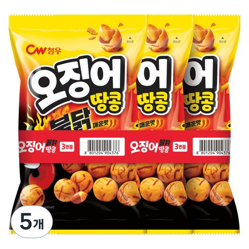 청우식품 오징어땅콩 불닭맛 3p, 270g, 5개