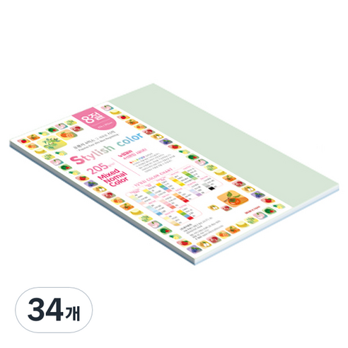 종이문화 SN 스타일리쉬 노멀 두꺼운 혼합색지 205g 06 Blue Tone, 34개