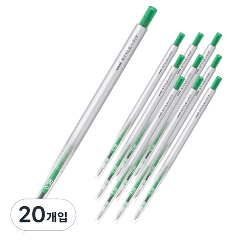 스타일핏 유니 단색펜 UMN-139 0.38mm, 그린, 20개입