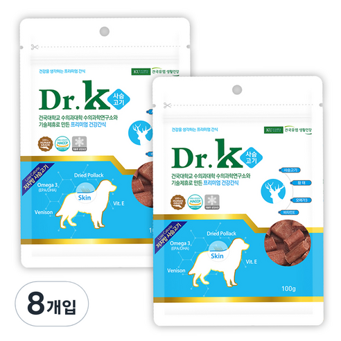 닥터케이 프리미엄 건강간식 트릿, 사슴고기, 100g, 8개