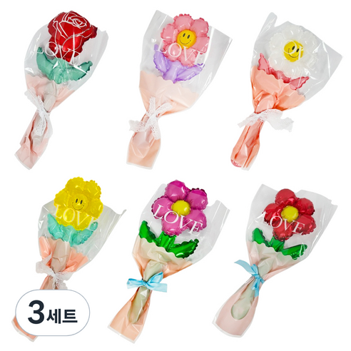 파티공구 꽃다발 풍선키트 6종 세트, 축하스패셜, 3세트
