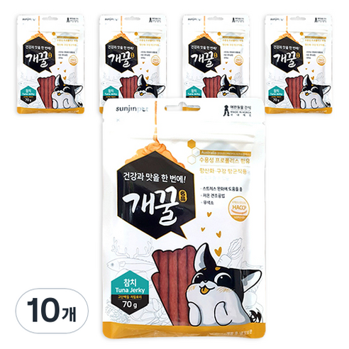 에이치디씨 개꿀 프로폴리스져키 강아지간식 70g, 참치, 10개