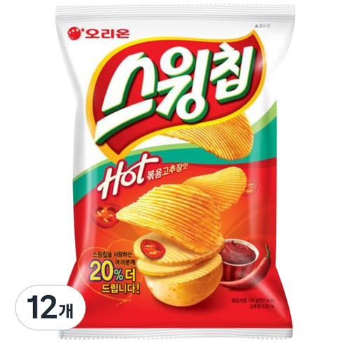 스윙칩 핫 볶음고추장맛, 124g, 12개