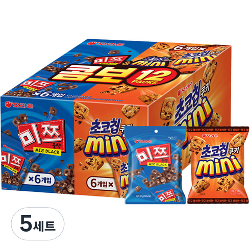 오리온 콤보 12 PACKS 과자세트, 미쯔6P+초코칩쿠키미니6P, 5개