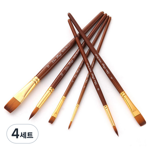 에덴스톨 전문가용 수채화 붓 브라운, 6종, 4세트