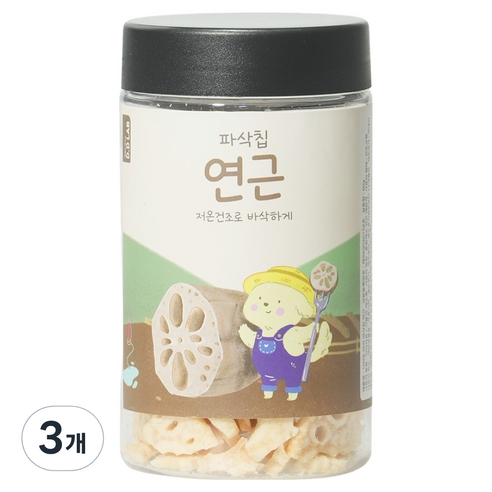 댕댕이연구소 강아지 디디랩 파삭칩 저온건조 과일 채소 간식, 3개, 50g, 연근