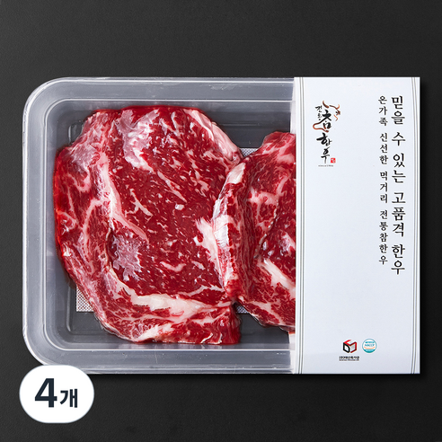 전통참한우 꽃등심 1등급 구이용 (냉장), 200g, 4개