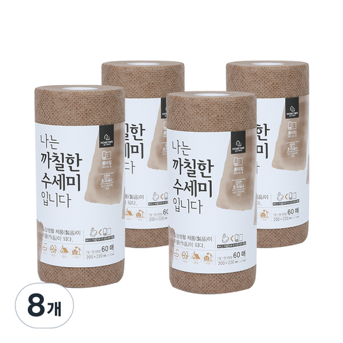 홈트너 나는 까칠한 수세미 입니다, 브라운, 60개, 8개