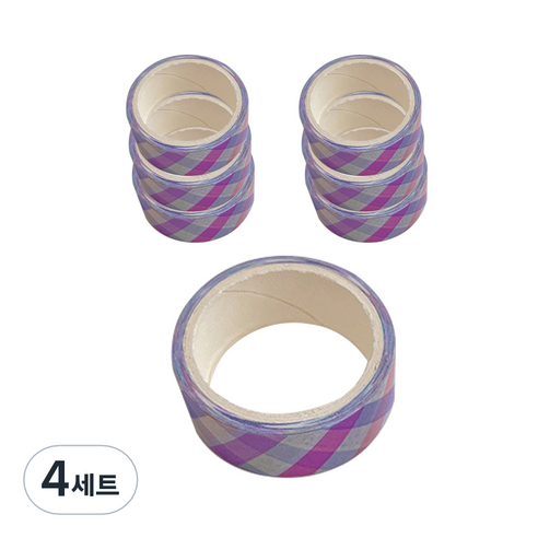 슬로우데코 다꾸 심플 체크 마스킹 테이프 7종 세트, 레인보우, 4세트