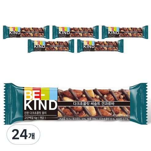 비카인드 다크초콜릿 씨솔트 견과류바, 40g, 24개
