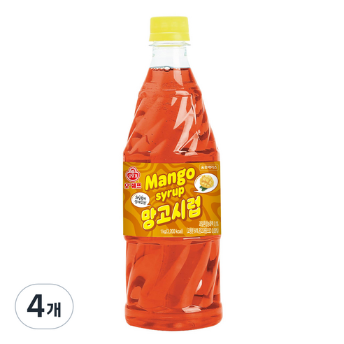 오쉐프 망고시럽, 4개, 1kg
