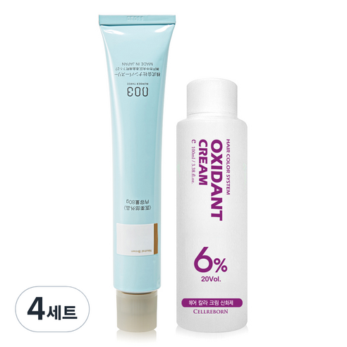 넘버쓰리 리크로마 패션 그레이 염색제 + 산화제 100ml, 7/0N, 4세트