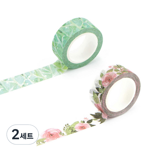 라이프포인트 내츄럴 일러스트 마스킹 테이프 11동백나무 세트, 11동백나무, 22아침이슬, 2세트