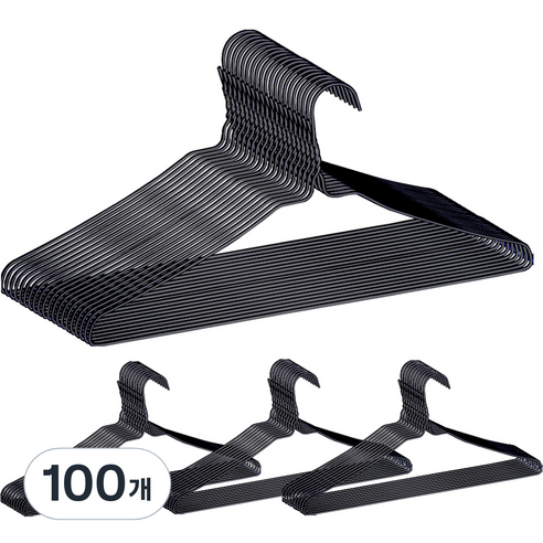세탁소 철사 꽈배기 옷걸이 40cm, 블랙, 100개
