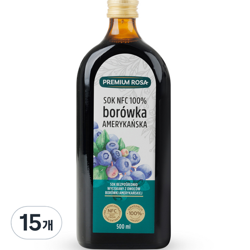 프리미엄로사 블루베리 원액 즙, 500ml, 15개