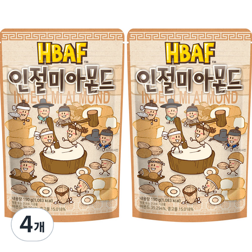 HBAF 인절미 아몬드, 190g, 4개