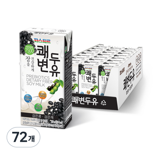 파스퇴르 쾌변두유 검은콩, 190ml, 72개