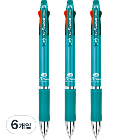 자바펜 제트3볼M 유성볼펜 0.38mm, 민트, 6개