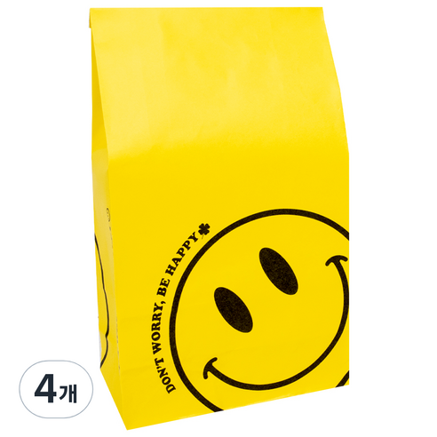좋은기븐 행복한 스마일 종이봉투 소 40p, 옐로우, 4개
