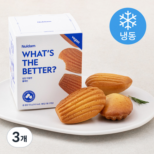 널담 비건 마들렌 플레인 3봉입 (냉동), 150g, 3개