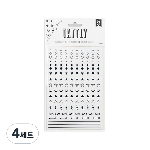 태틀리 타투 스티커 시트 2p, 페이션 익스프레션즈, 4세트