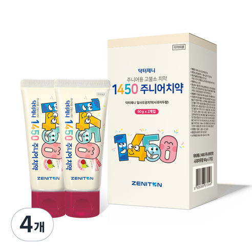 닥터제니 1450 고불소 주니어치약 사과자두향, 60g, 4개