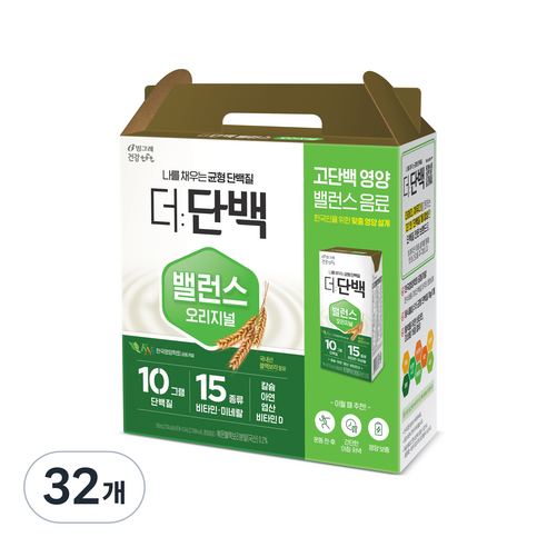 빙그레 더단백 밸런스 오리지널, 32개, 190ml