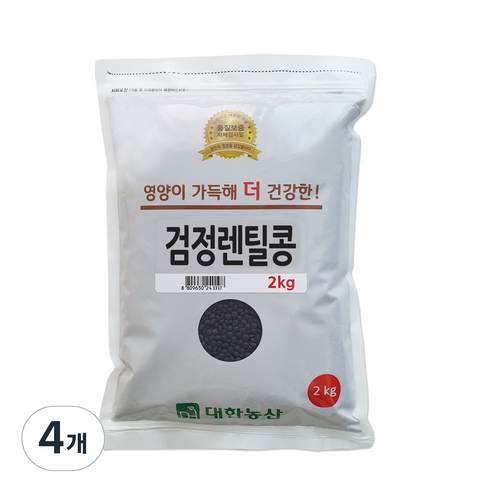 대한농산 검정렌틸콩, 4개, 2kg