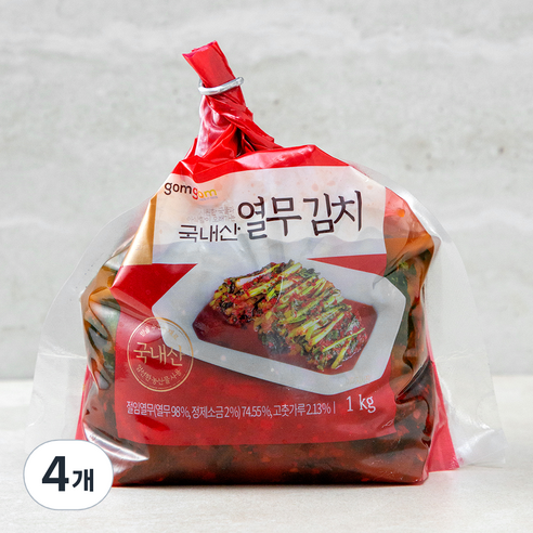 곰곰 국내산 열무 김치, 1kg, 4개
