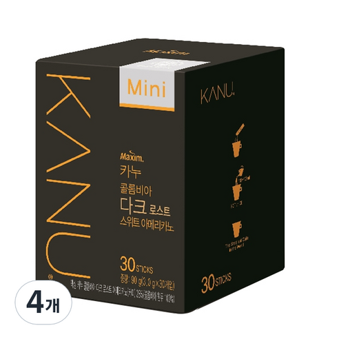 카누 콜롬비아 다크 로스트 스위트 아메리카노 미니, 3g, 30개입, 4개