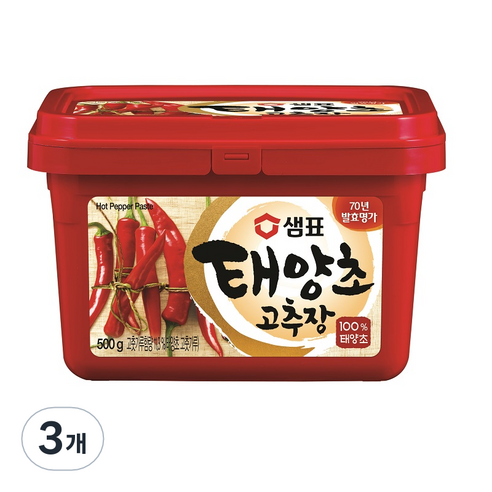 샘표 태양초 고추장, 500g, 3개