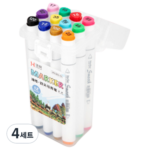 노암 트윈마카 컬러마커 상자 세트, 4세트, 12색