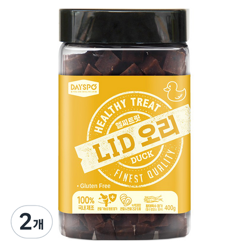 데이스포 강아지 헬시 트릿 LID 져키 간식, 오리, 400g, 2개