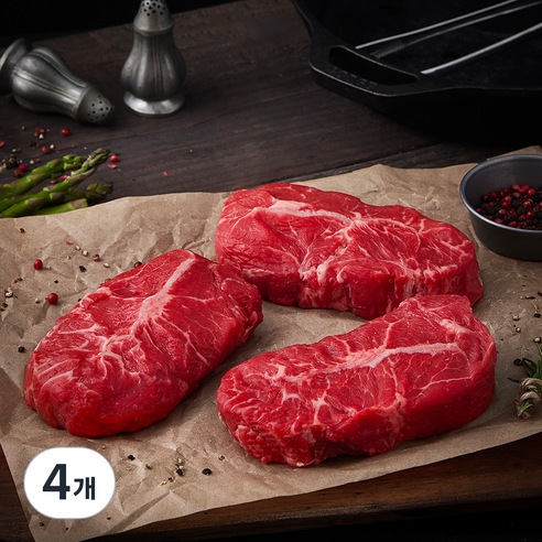 미국산 메가 부채살 스테이크용 (냉장), 600g, 4개