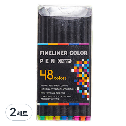 코히모 캘리그라피 피그먼트 파인라이너 컬러 드로잉펜 세트 0.4mm, 2세트, 48색