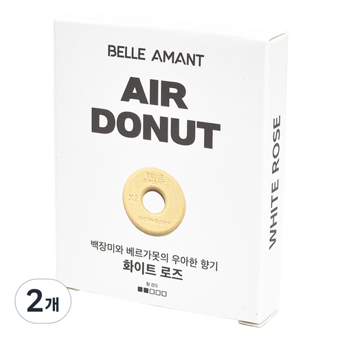 벨르아망 에어도넛 차량용 방향제 리필, 2개, 화이트 로즈