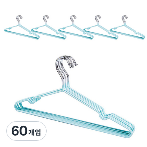 마켓감성 철제 옷걸이 두꺼운, 민트, 60개