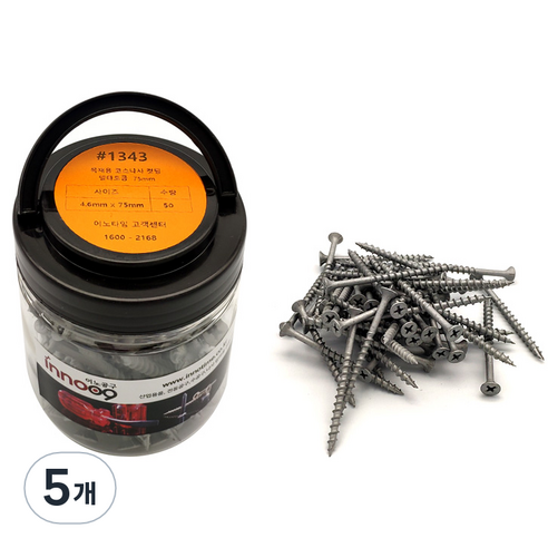 이노공구 목재용 코스나사 컷팅 델타도금 4.6 x 75 mm 1343, 5개