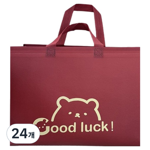 마켓감성 행운곰 부직포백 대형, 레드, 24개