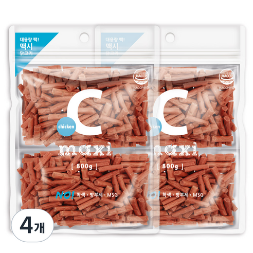 맥시 대용량 강아지간식, 치킨 져키 맛, 800g, 4개