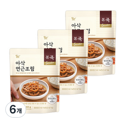 본죽 아삭 연근조림, 80g, 6개