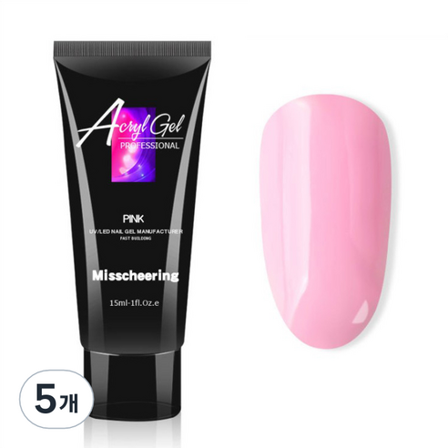 스위스녹스 인조 손톱 연장 재료 베이직 폴리젤 15ml, 핑크, 5개