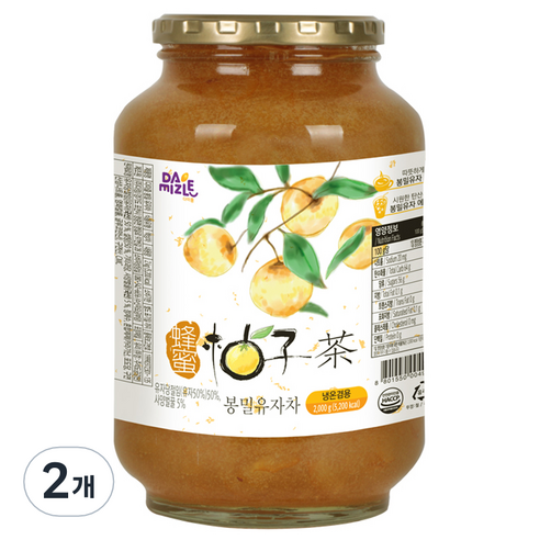다미즐 봉밀 꿀 유자차, 2kg, 2개, 1개입