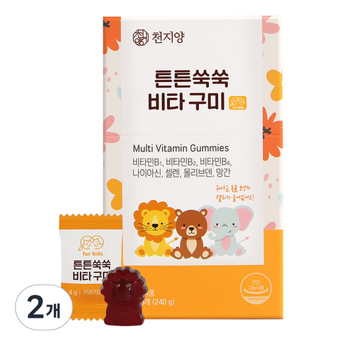 천지양 유아용 튼튼쑥쑥 비타구미 포도맛 60p, 60정, 2개