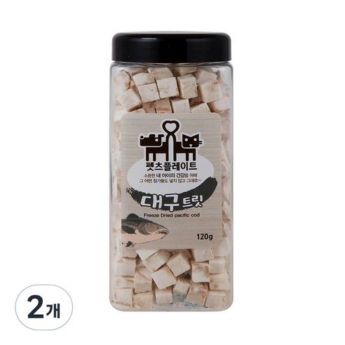 펫츠플레이트 강아지&고양이 동결건조간식, 대구트릿, 120g, 2개