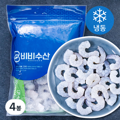 오션스글로벌 비비수산 흰다리 생새우살 2개입 (냉동), 400g(중, 31/50), 4봉