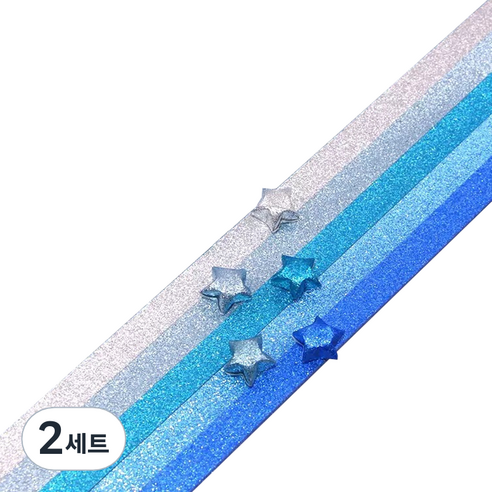 미소로운 이벤트 양면 별 종이접기 멀티페이퍼 트윙클 블루그라데이션 520p 세트, 5색, 2세트