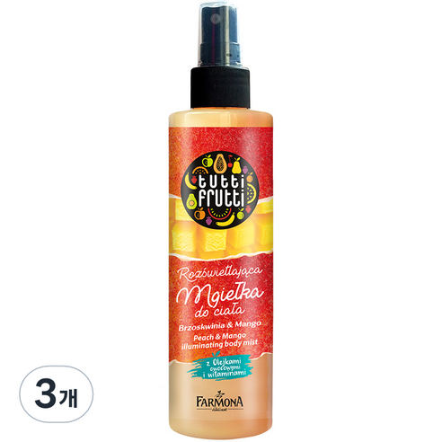파모나 피치&망고 일루미네이팅 바디 미스트, 200ml, 3개