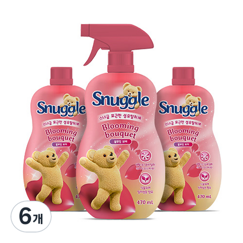 스너글 섬유탈취제 블루밍 부케, 470ml, 6개