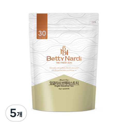 베티나르디 잉글리쉬 브렉퍼스트 티 30티백, 1.5g, 5개